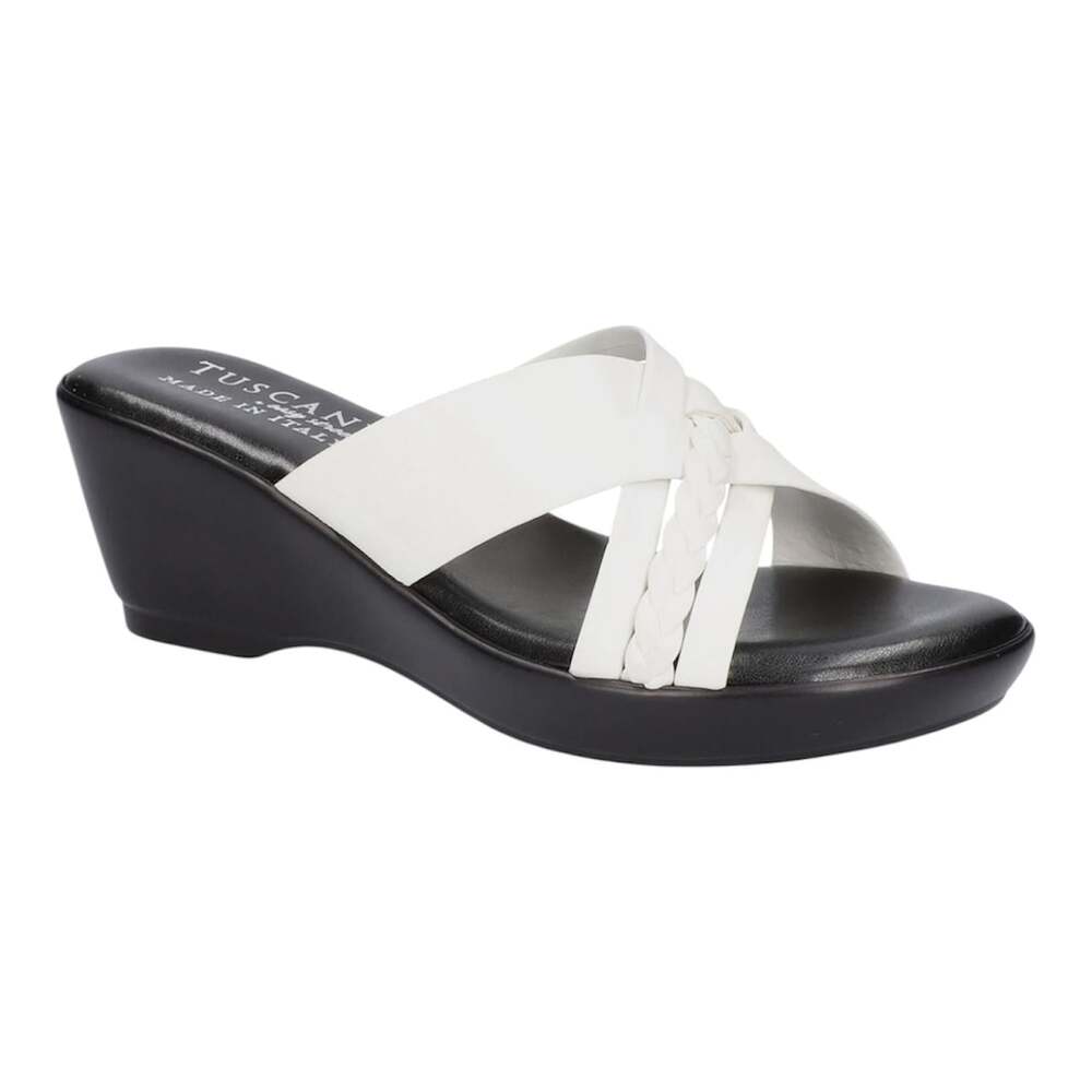 Tuscany by Easy Street Sabina White Wedge Sandals Made in Italy